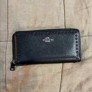 Coach Black Studded Leather Wallet